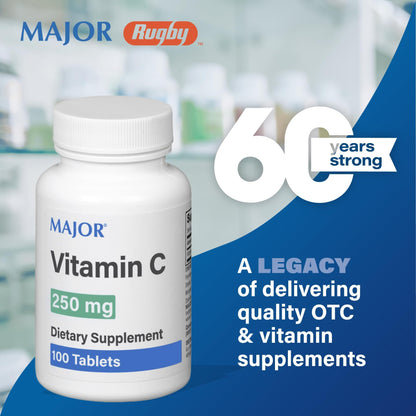 MAJOR Vitamin-C 250 mg Tablets – 100 CT (Pack of 2) | Major Pharmaceuticals