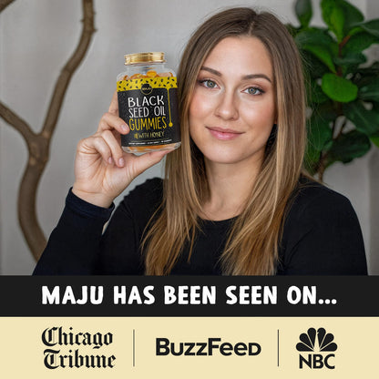 MAJU Black Seed Oil Gummies with Honey – 90ct, 500mg BSO | Cold-Pressed Nigella Sativa