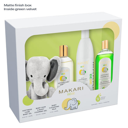 MAKARI Baby Skin Care Set - 2-in-1 Cleansing Milk, Foaming Gel & Calming Oil