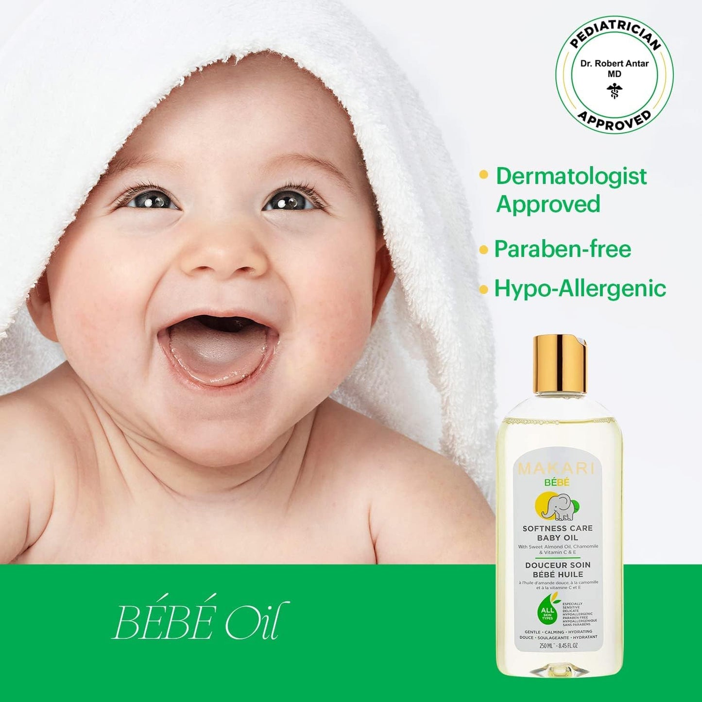 MAKARI Baby Skin Care Set - 2-in-1 Cleansing Milk, Foaming Gel & Calming Oil