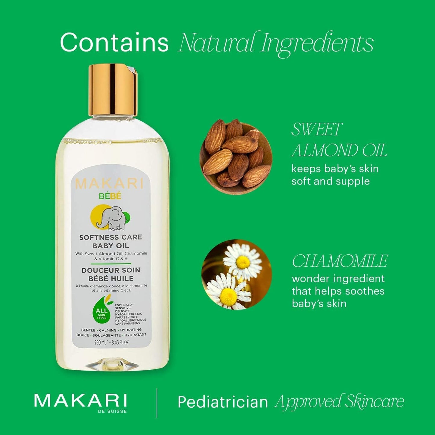 MAKARI Baby Skin Care Set - 2-in-1 Cleansing Milk, Foaming Gel & Calming Oil