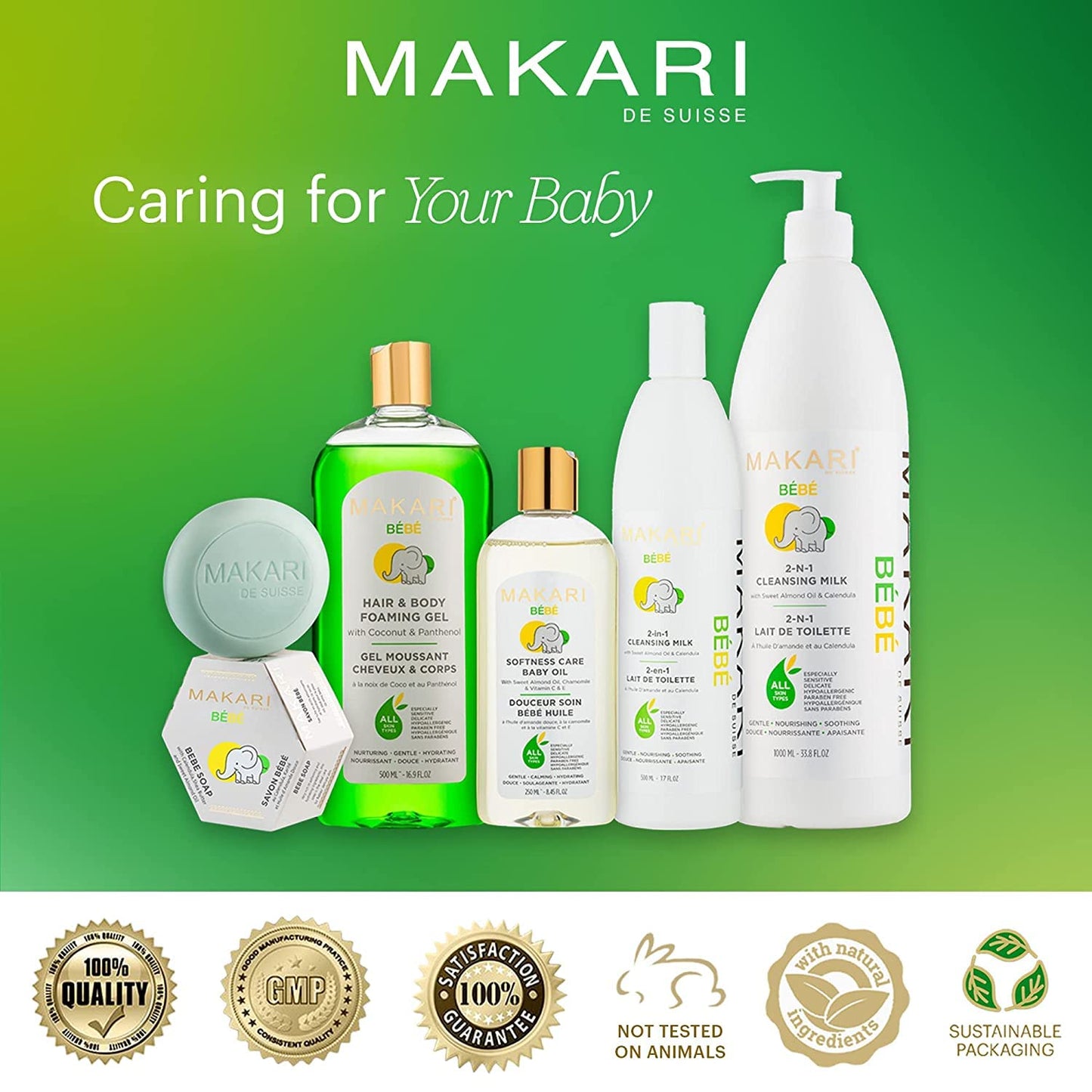 Makari Baby Soap (5.4oz) | Moisturizing Daily Bar Soap for Delicate Skin | Mild Cleansing Children’s Bath Bar With Shea Butter and Non-Irritating Botanical Ingredients | Nourishing and Soothing Soap