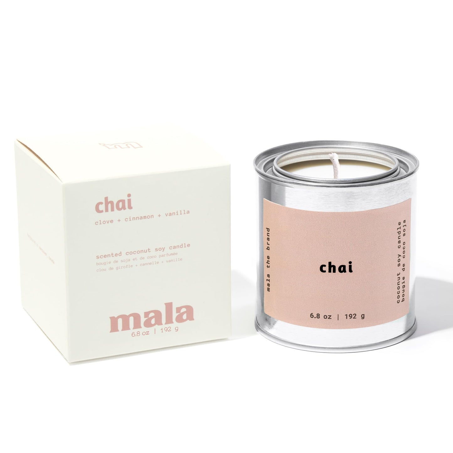 MALA Chai Clove Cinnamon & Vanilla Candle – Vegan Soy, 45h Clean Burn, 6.8 oz