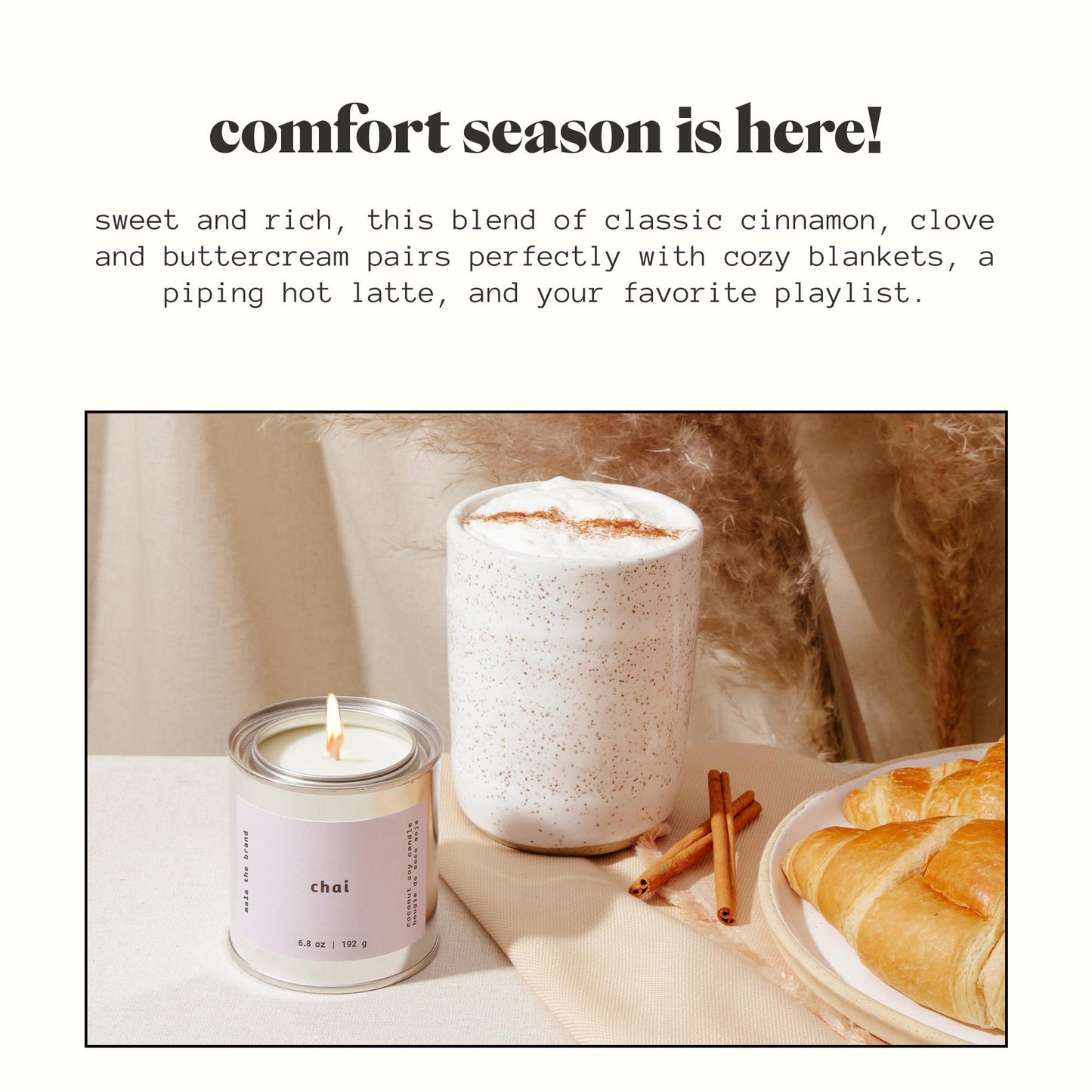 MALA Chai Clove Cinnamon & Vanilla Candle – Vegan Soy, 45h Clean Burn, 6.8 oz