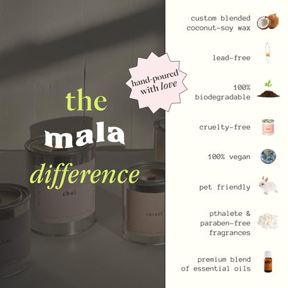 MALA Chai Clove Cinnamon & Vanilla Candle – Vegan Soy, 45h Clean Burn, 6.8 oz