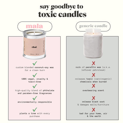 MALA Chai Clove Cinnamon & Vanilla Candle – Vegan Soy, 45h Clean Burn, 6.8 oz
