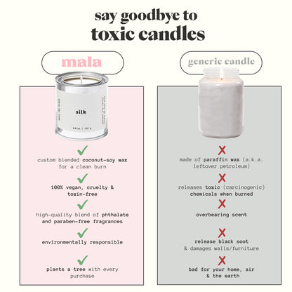 MALA Scented Silk Tonka Bean Jasmine & Coconut - Vegan Soy Candle 6.8 oz