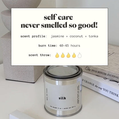 MALA Scented Silk Tonka Bean Jasmine & Coconut - Vegan Soy Candle 6.8 oz