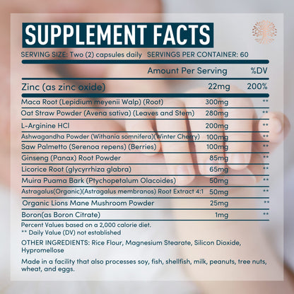 Male Fertility Supplement with Maca Root – 120 Capsules (2 Month Supply) | 3rd Party Tested