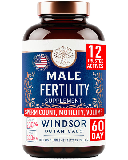 Male Fertility Supplement with Maca Root – 120 Capsules (2 Month Supply) | 3rd Party Tested
