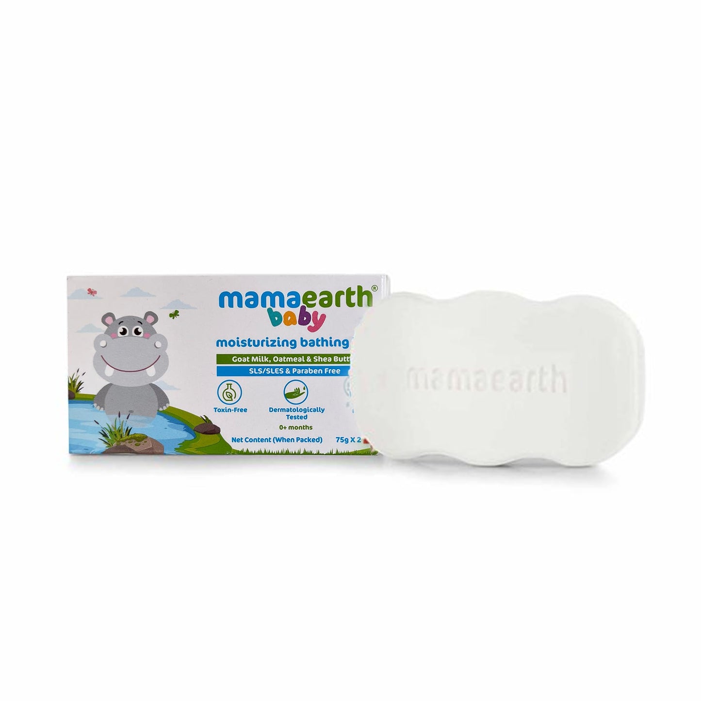 MAMAEARTH Baby Bathing Bar - Goat Milk, Oatmeal & Shea Butter (2x75g)