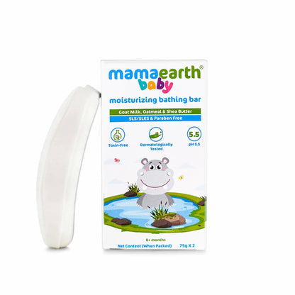 MAMAEARTH Baby Bathing Bar - Goat Milk, Oatmeal & Shea Butter (2x75g)