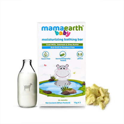 MAMAEARTH Baby Bathing Bar - Goat Milk, Oatmeal & Shea Butter (2x75g)