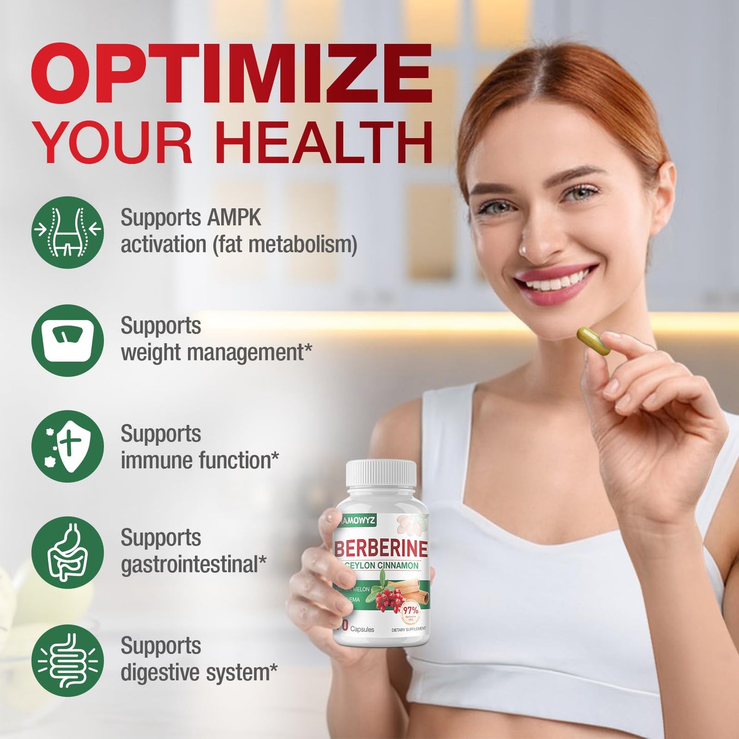 MAMOWYZ Berberine with Ceylon Cinnamon | 1500mg Berberine HCl, AMPK Activation, 2-Pack