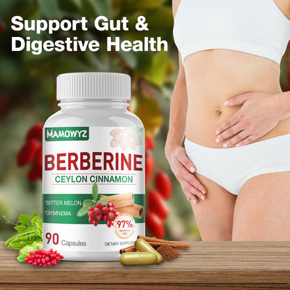 MAMOWYZ Berberine with Ceylon Cinnamon | 1500mg Berberine HCl, AMPK Activation, 2-Pack