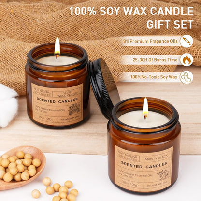 6 Pack Scented Candles Set – Long Lasting Soy Wax Aromatherapy Candles Gift for Home