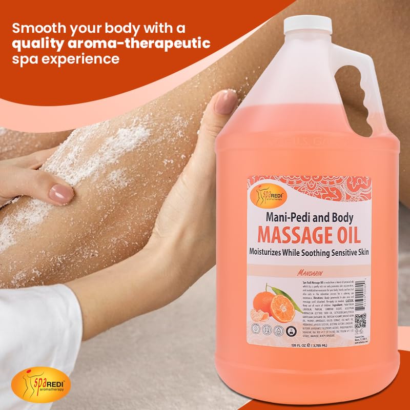 SPA REDI Mandarin Scented Massage Oil 128 Oz – Full Body Massage