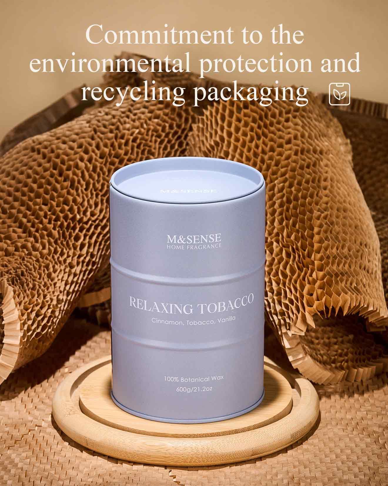 M&SENSE Tobacco Scented Candle – Large 21.6oz Natural Soy, 120h Burn