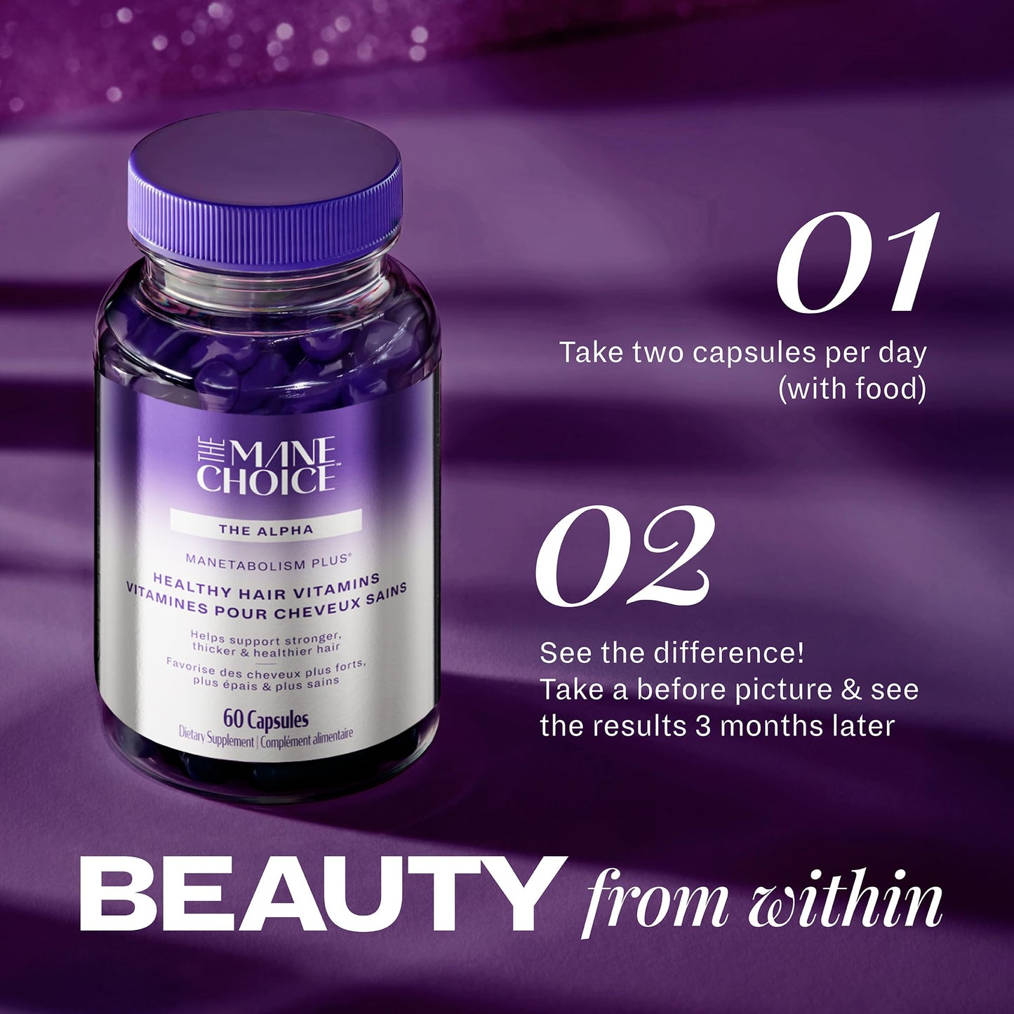 Manetabolism Plus Healthy Hair Growth Vitamins | Hair, Skin & Nails – 60 Capsules