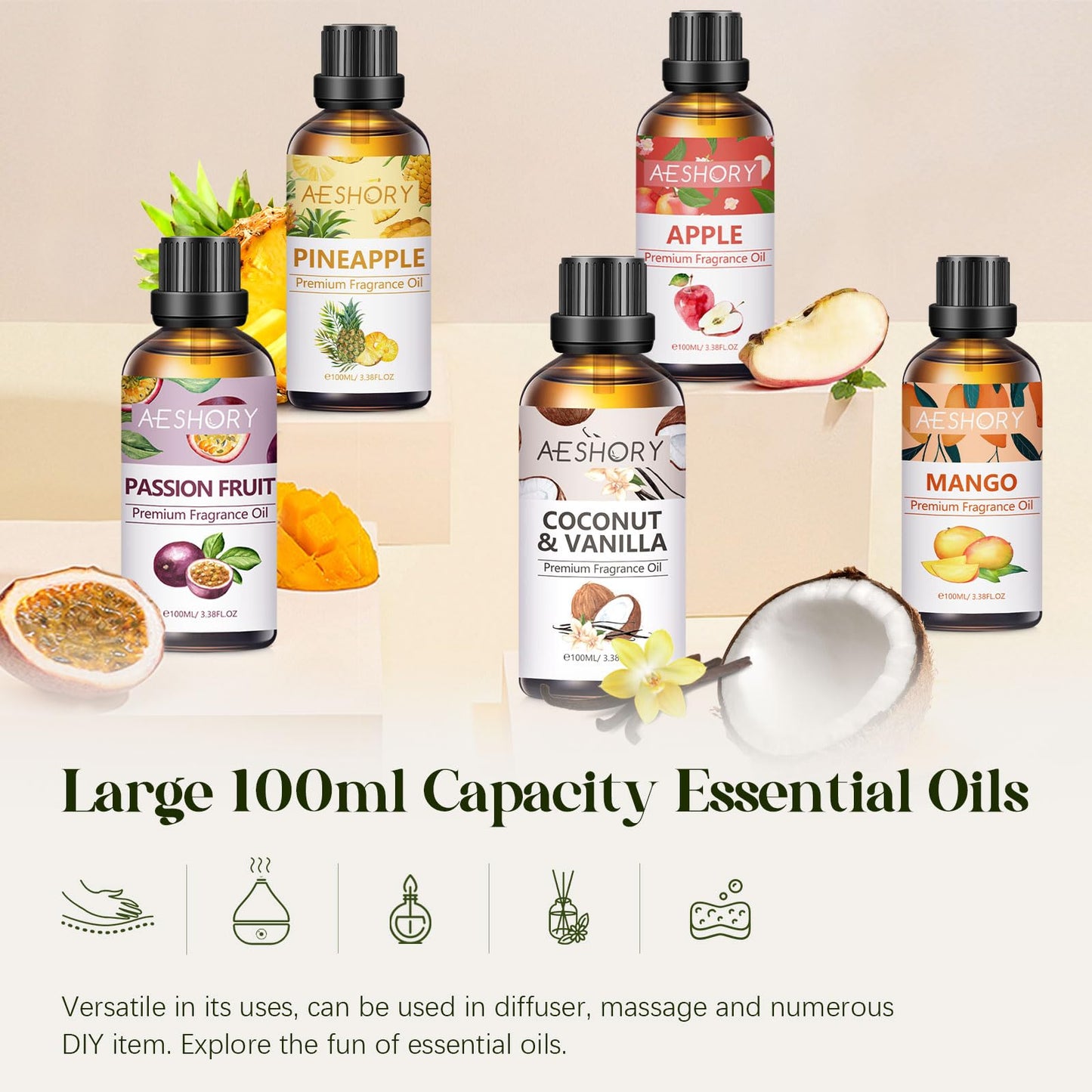 Mango Fragrance Oil 100ml – Aromatherapy Essential Oil for Diffusers, Massage, Soap & Candles