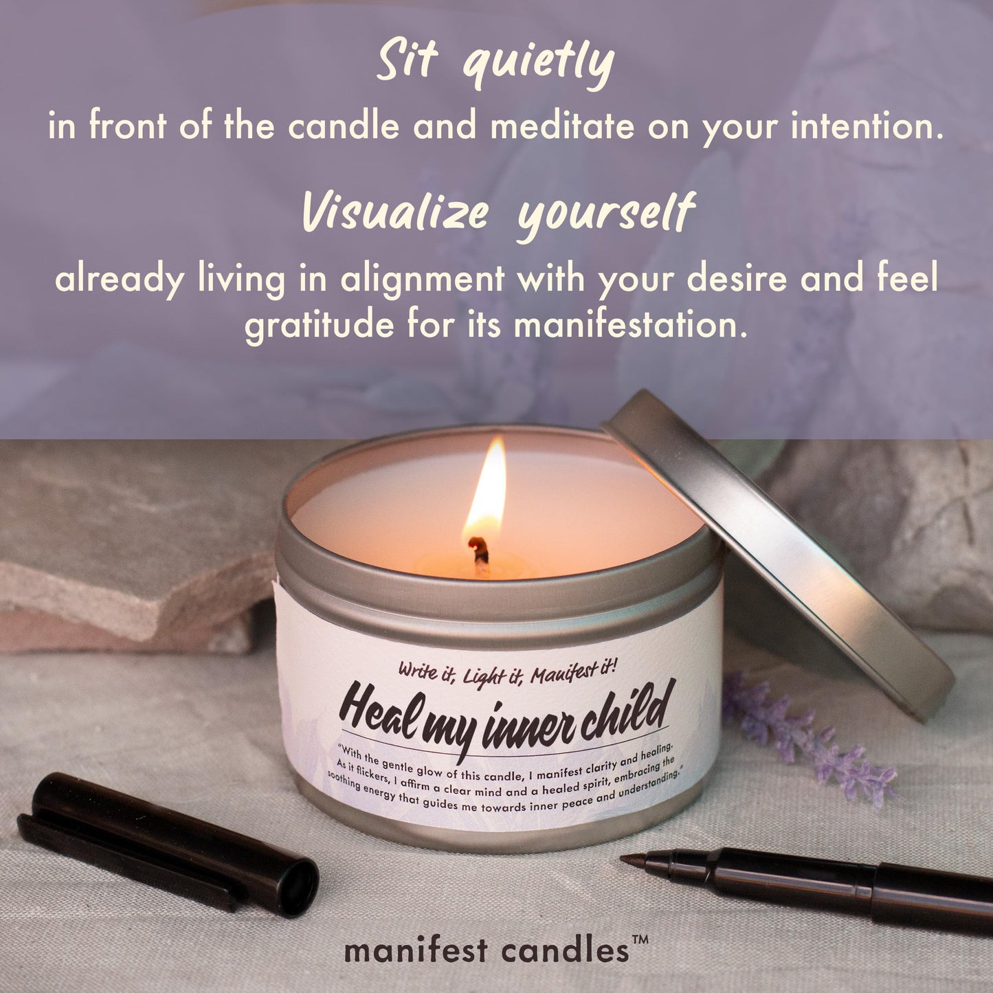 Lavender & Sage Healing Candle with Crystals Bracelet | Manifest Candles