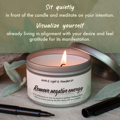 Manifest Candles White Sage Candle for Cleansing Negative Energy – 7oz, 50+ Hr Burn