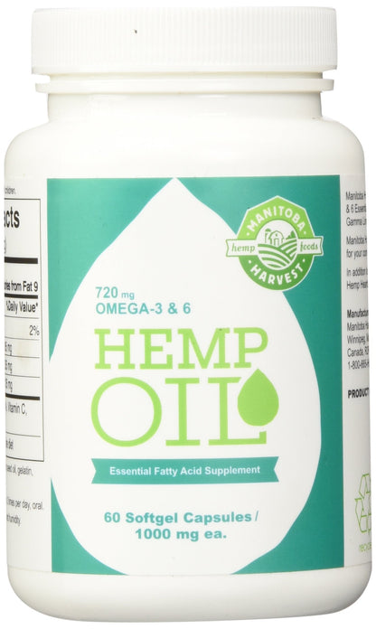 Manitoba Harvest Hemp Oil Soft Gels - 60 Softgels (Pack of 3)