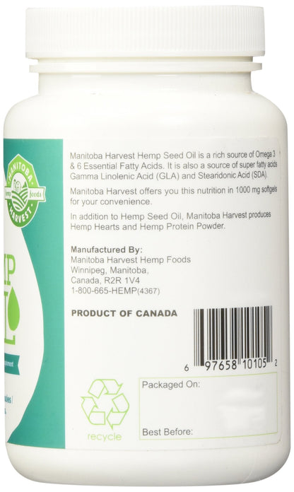 Manitoba Harvest Hemp Oil Soft Gels - 60 Softgels (Pack of 3)