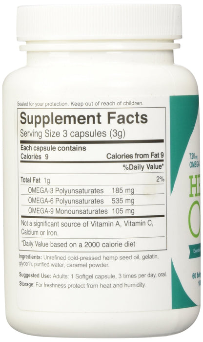Manitoba Harvest Hemp Oil Soft Gels - 60 Softgels (Pack of 3)