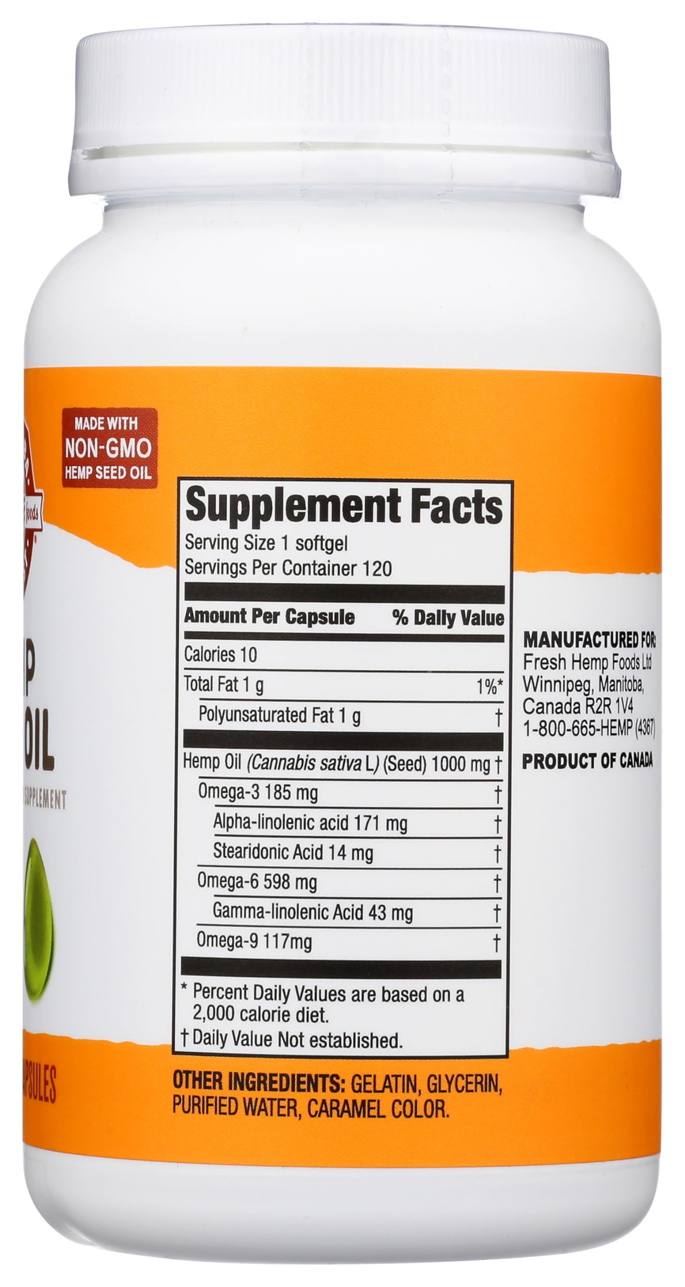 Manitoba Harvest Hemp Seed Oil Softgels – 780 mg Omegas 3 & 6 | 120 Ct