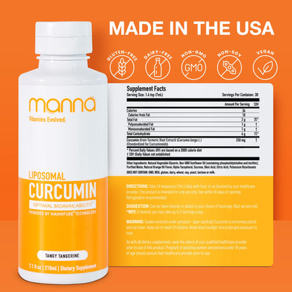 Manna Vitamins Evolved Liposomal Liquid Curcumin for Advanced Absorption – Daily Joint & Immune Health Support (3 Pack) – Vegan, Non-GMO, 95% Curcuminoids