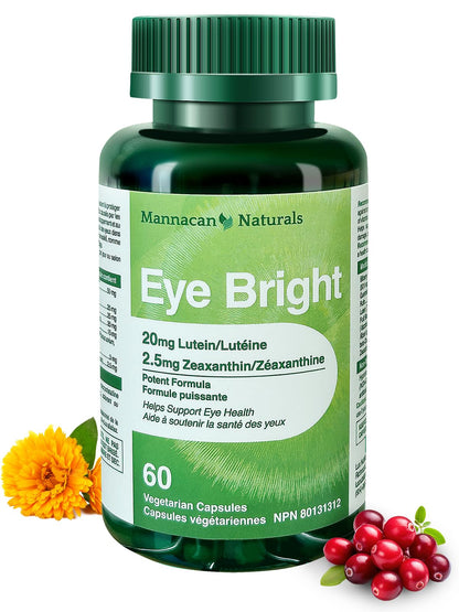 MANNACAN NATURALS Lutein & Zeaxanthin Supplements for Eye Health – 60 Capsules | Lutein + Zeaxanthin, Bilberry & AREDS 2
