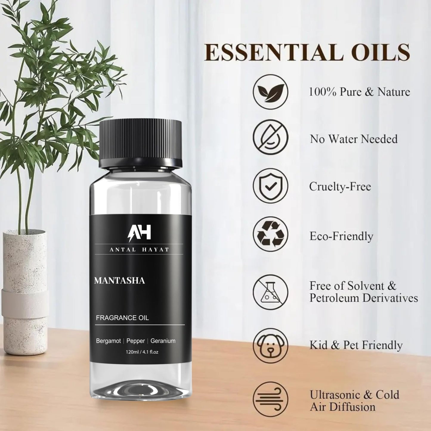 Mantasha Hotel Diffuser Oil 120ml – Inspired by Sauvage Eau de Parfum | Bergamot, Black Pepper & Geranium