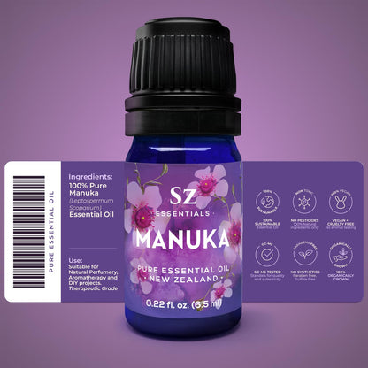 Sz Essentials Manuka Essential Oil – 100% Pure & Natural, New Zealand, 0.17 fl oz (5ml)