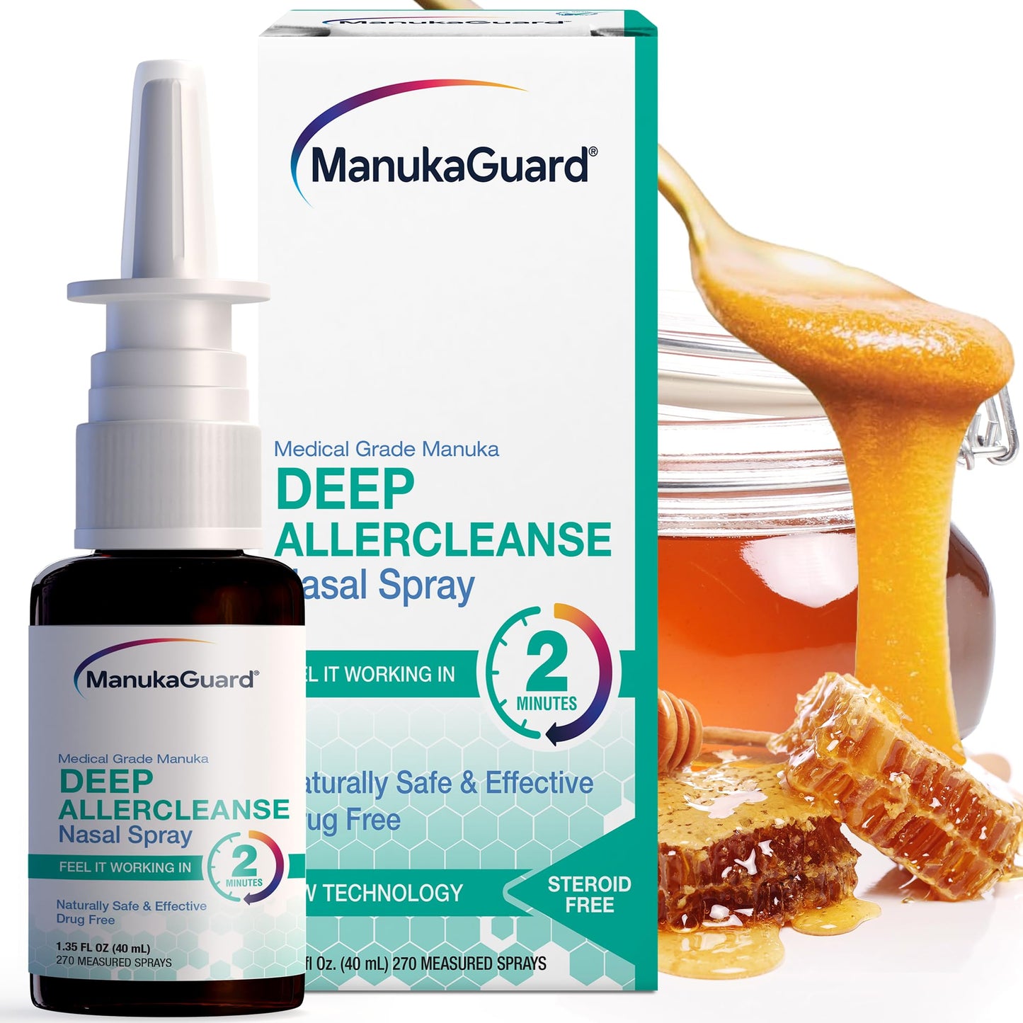 ManukaGuard Deep Allercleanse Nasal Spray – Medical Grade Honey, Drug-Free Congestion Relief