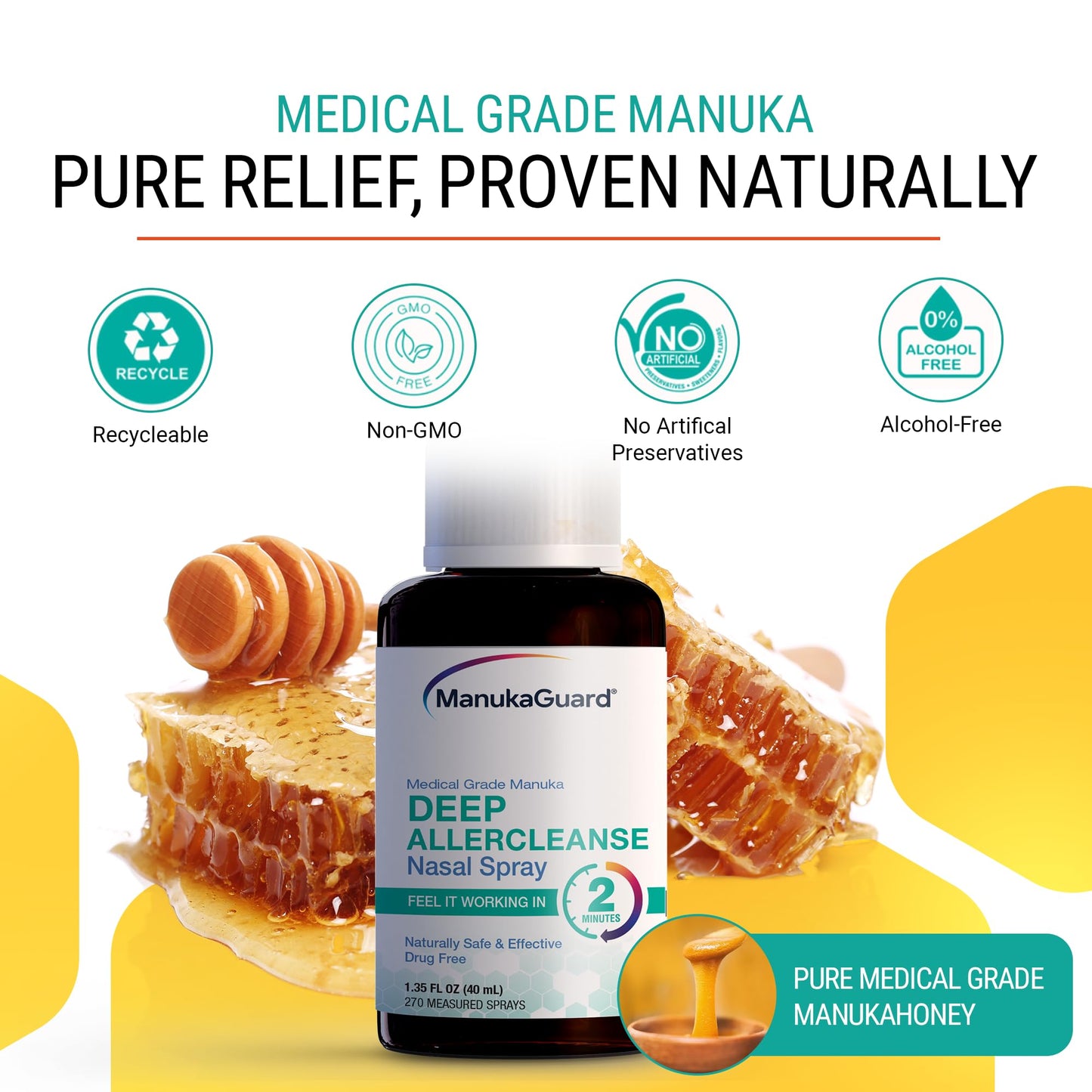 ManukaGuard Deep Allercleanse Nasal Spray – Medical Grade Honey, Drug-Free Congestion Relief