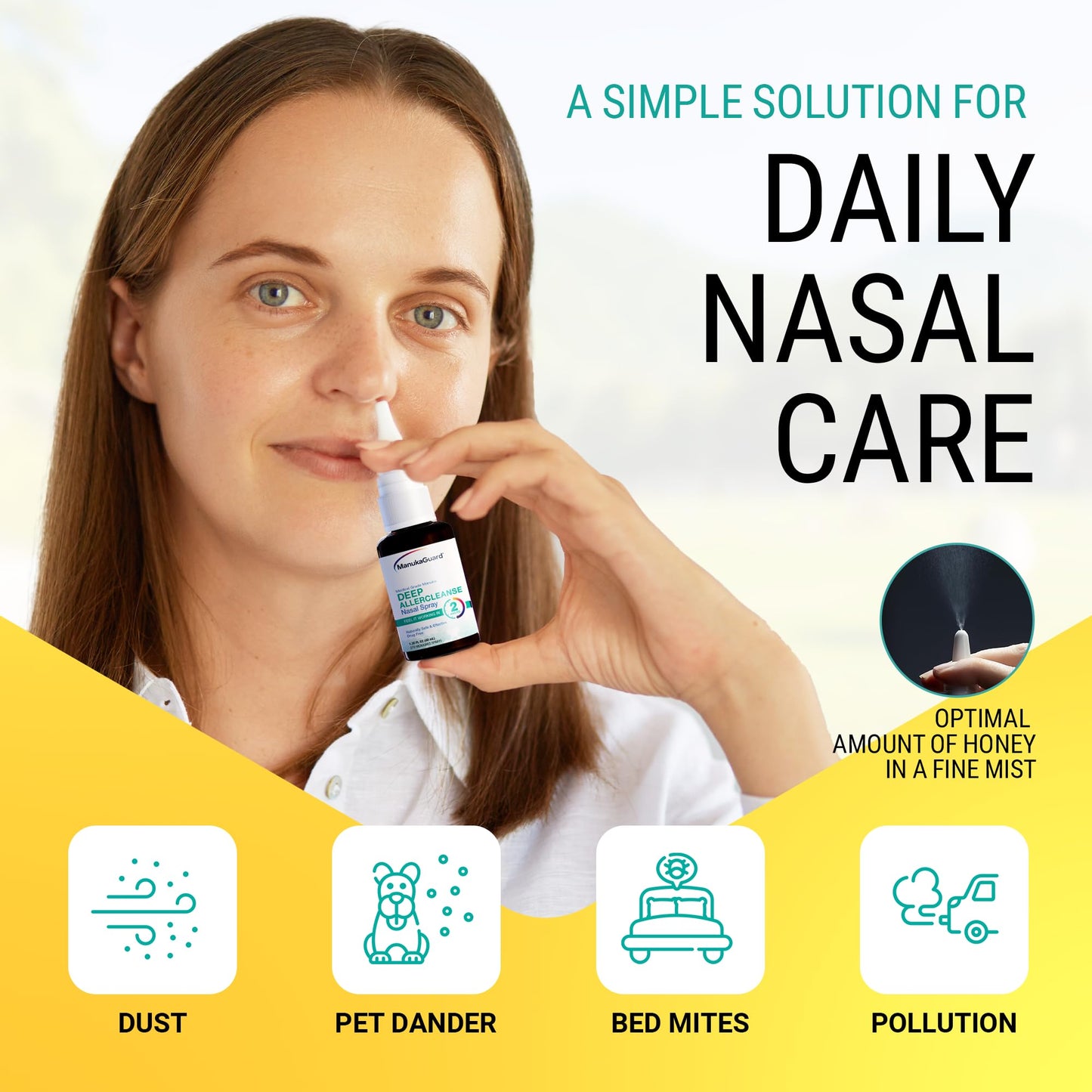 ManukaGuard Deep Allercleanse Nasal Spray – Medical Grade Honey, Drug-Free Congestion Relief