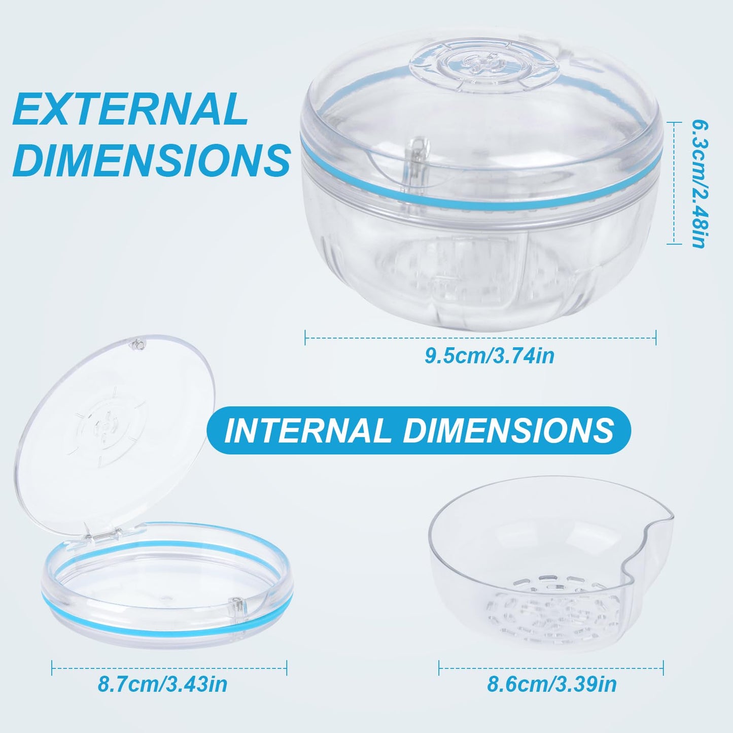 Maoerdental Retainer Cleaner Case – Double Layer No-Leak Denture Cup for Soaking Dentures, Invisalign, Retainers, Mouth Guards (Transparent)