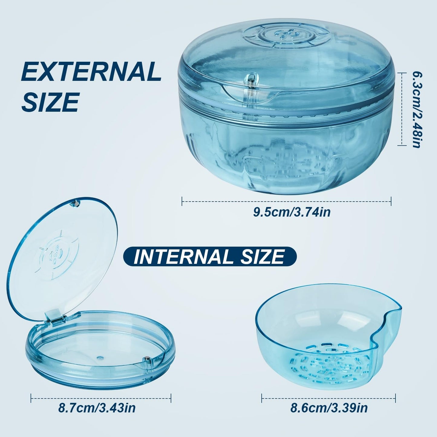 Maoerdental Retainer Cleaner Case - Double Layer No-Leak Denture Cup (Blue) for Aligners & Retainers