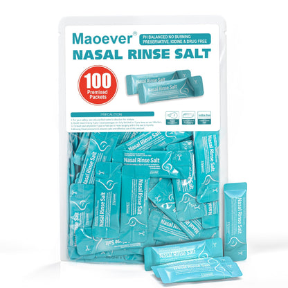 MAOEVER 100 Saline Packets for Nasal Irrigation | Neti Pot Salt Packets (Green, 100)