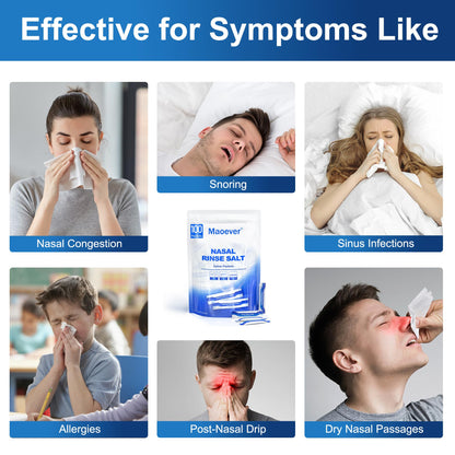 MAOEVER Neti Pot Salt Packets – 100 Individually Wrapped Saline Packets for Nasal Irrigation