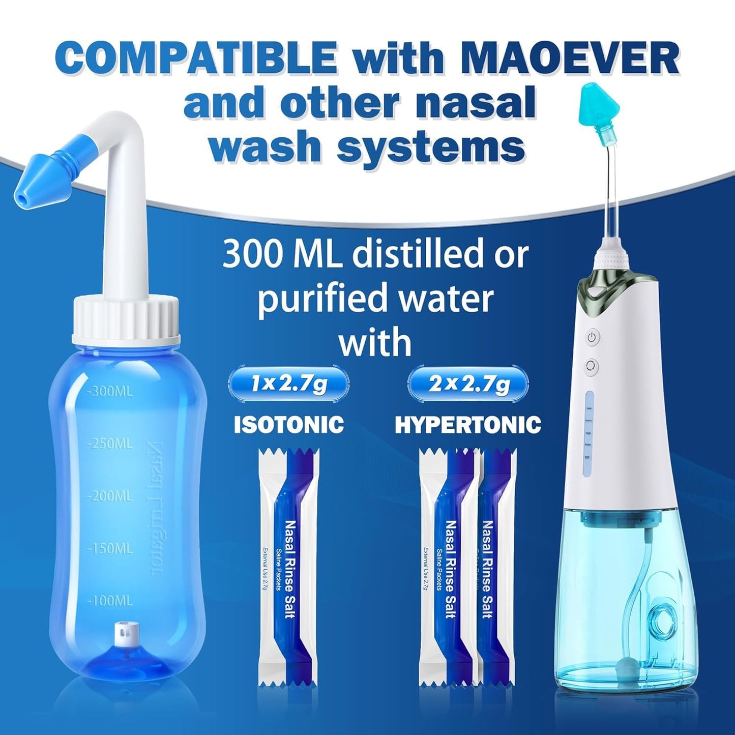 MAOEVER Neti Pot Salt Packets – 100 Individually Wrapped Saline Packets for Nasal Irrigation