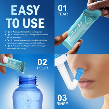 MAOEVER 100 Saline Packets for Nasal Irrigation | Neti Pot Salt Packets (Green, 100)