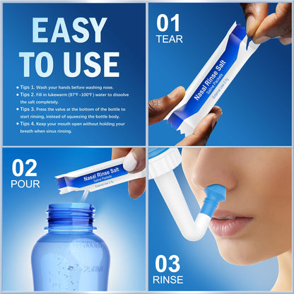 MAOEVER Neti Pot Salt Packets – 100 Individually Wrapped Saline Packets for Nasal Irrigation