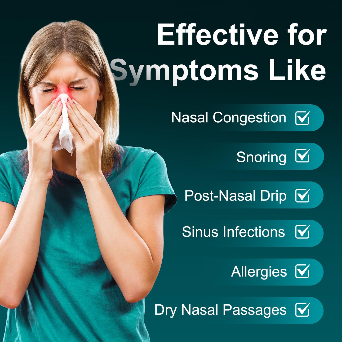 MAOEVER Neti Pot Sinus Rinse Bottle – BPA-Free 300 ml, 30 Salt Packets, Thermometer