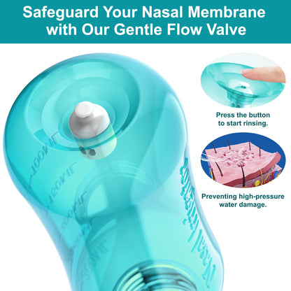 MAOEVER Neti Pot Sinus Rinse Bottle – BPA-Free 300 ml, 30 Salt Packets, Thermometer