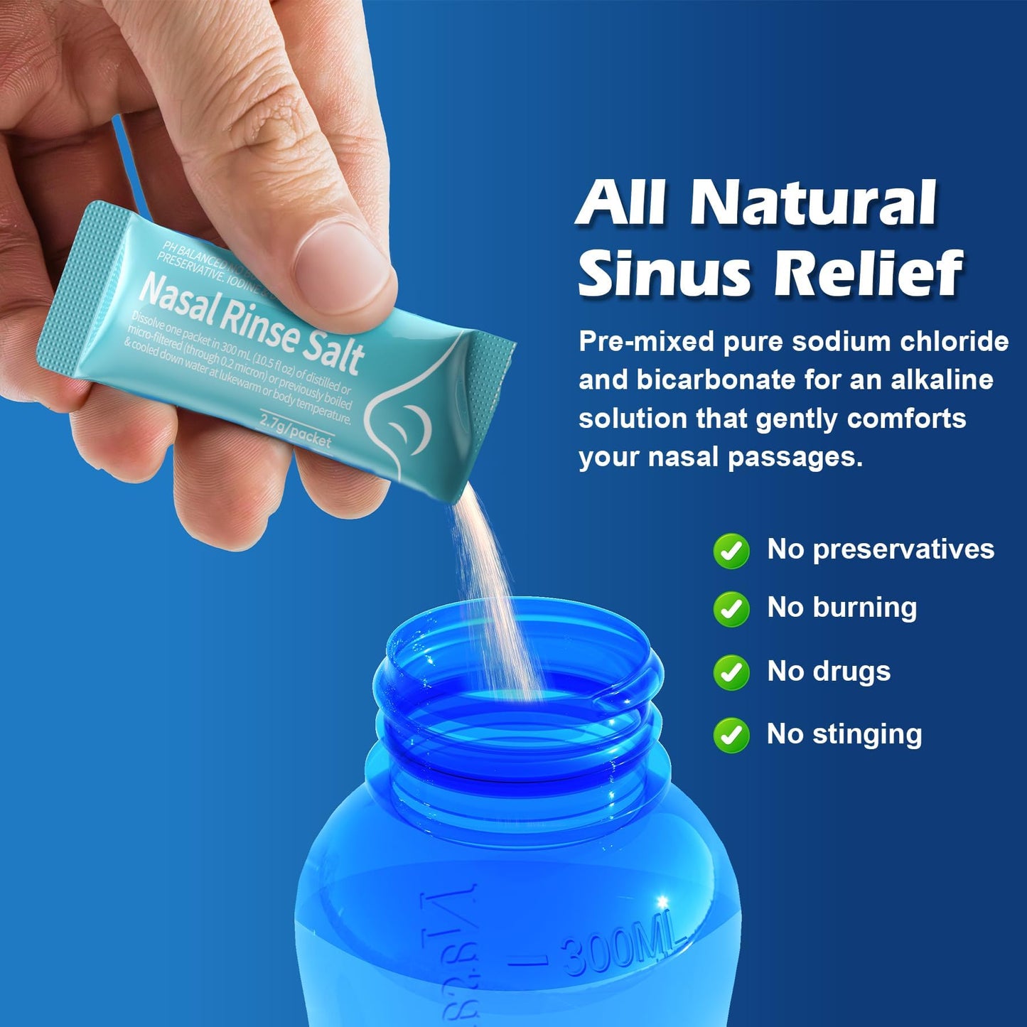MAOEVER 100 Saline Packets for Nasal Irrigation | Neti Pot Salt Packets (Green, 100)