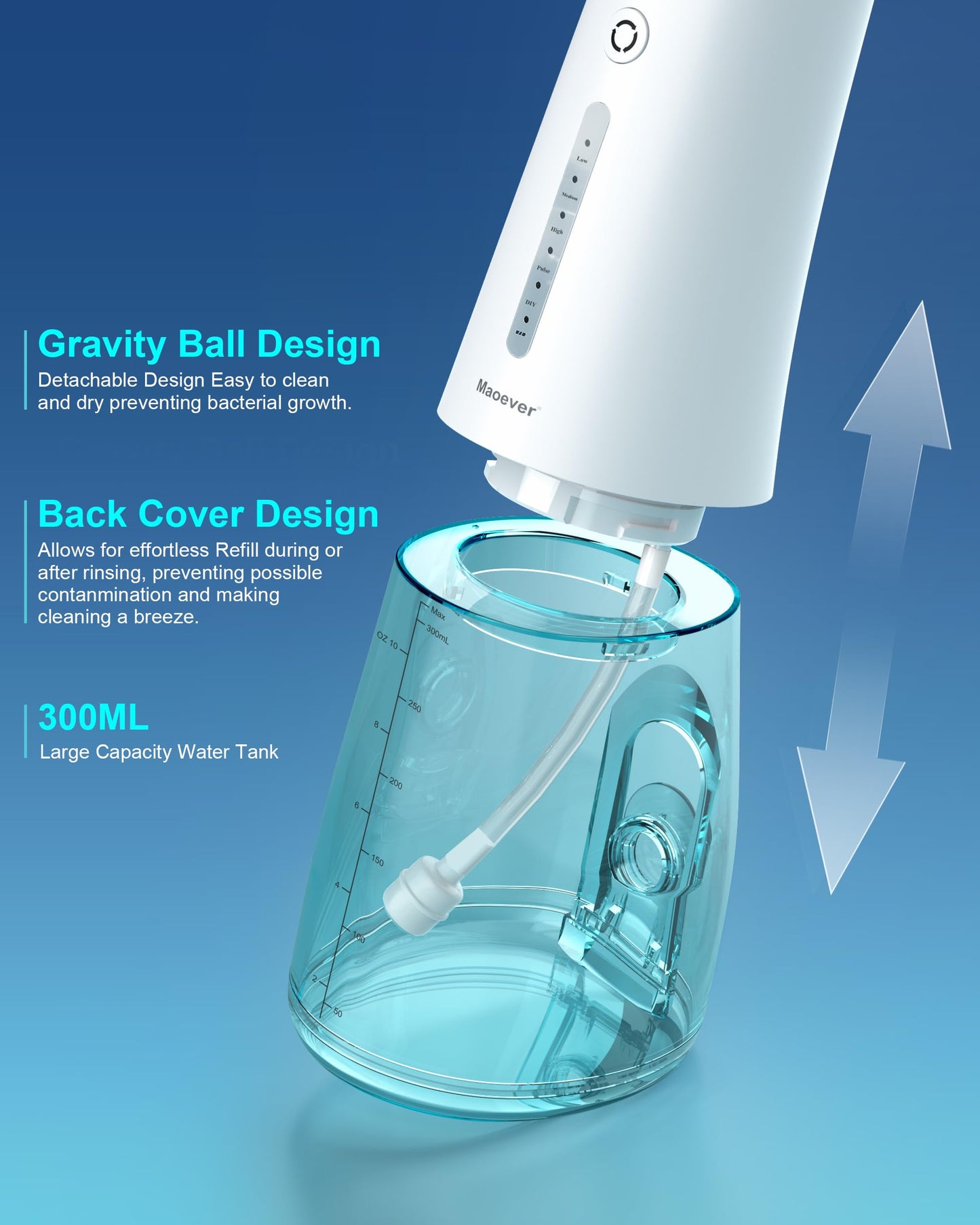 MAOEVER Nasal Irrigation System - Cordless Sinus Rinse, 5 Modes, 6 Tips