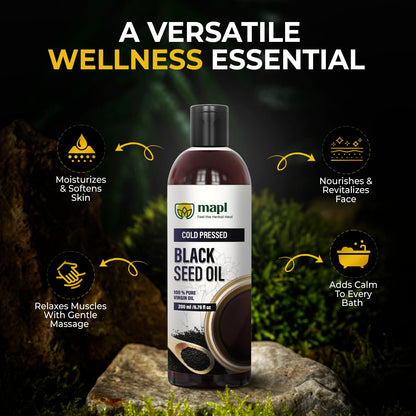 Mapl Organic Black Seed Oil – Cold-Pressed Nigella Sativa (200ml)