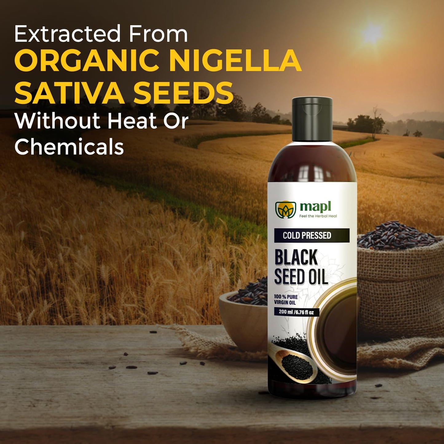 Mapl Organic Black Seed Oil – Cold-Pressed Nigella Sativa (200ml)